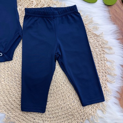 Conj. Body Manga Longa e Calça em Malha Térmica com Proteção UV50+- Marinho